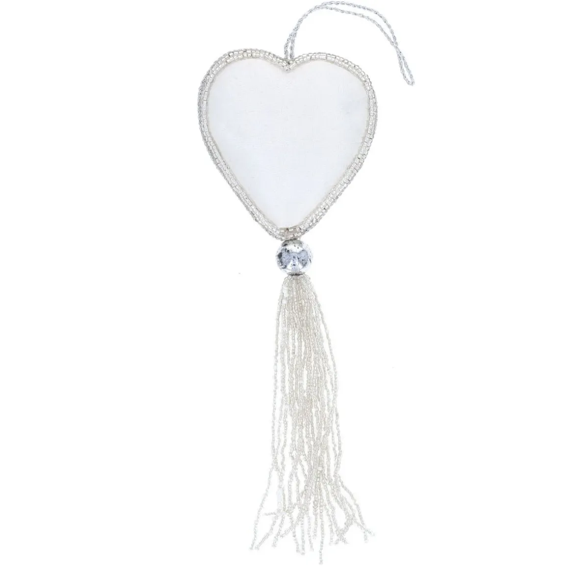 Suspension de Noël cœur argent et sequins