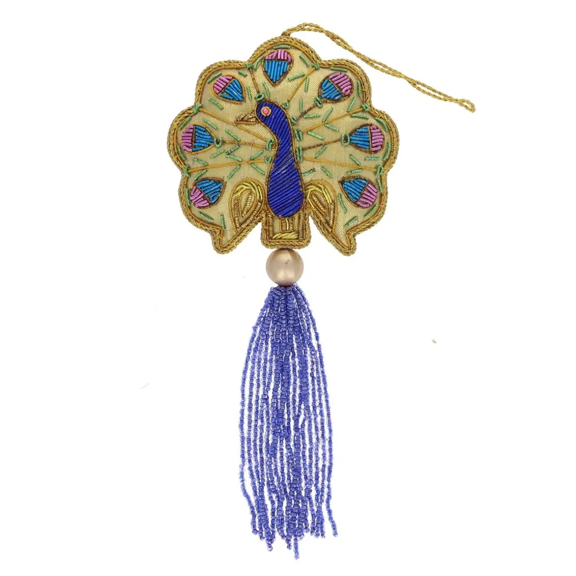 Suspension de Noël paon à perles