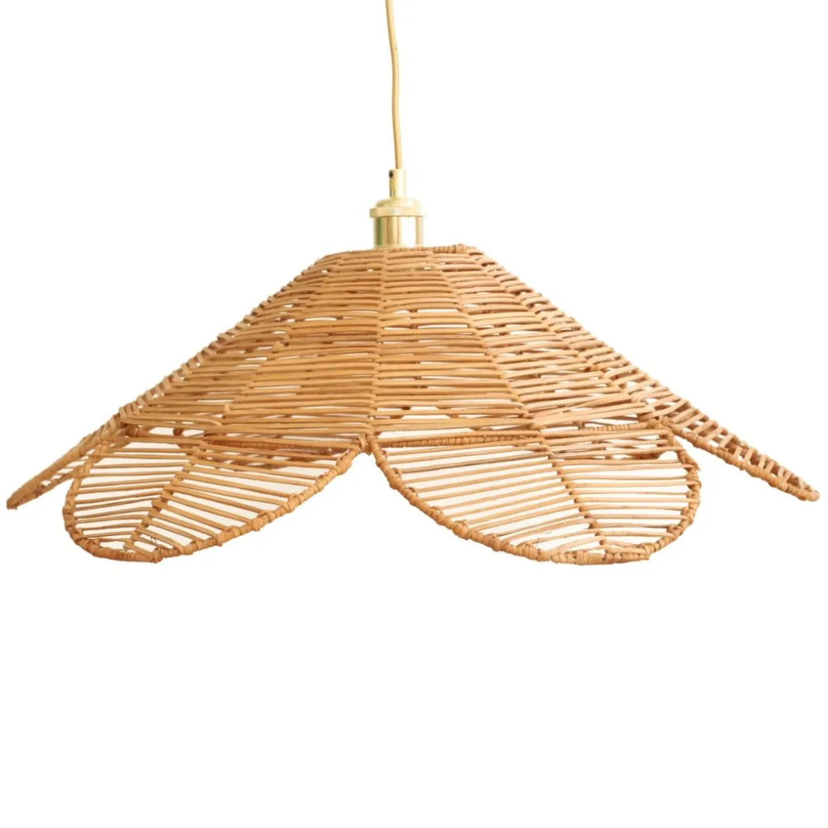 Suspension luminaire rotin en forme de marguerite