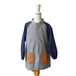 Tablier d'école enfant gris et bleu