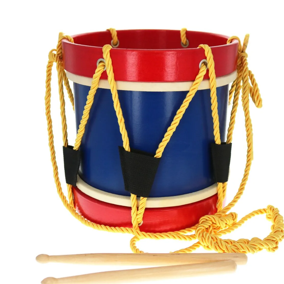 Tambour en bois bleu et rouge