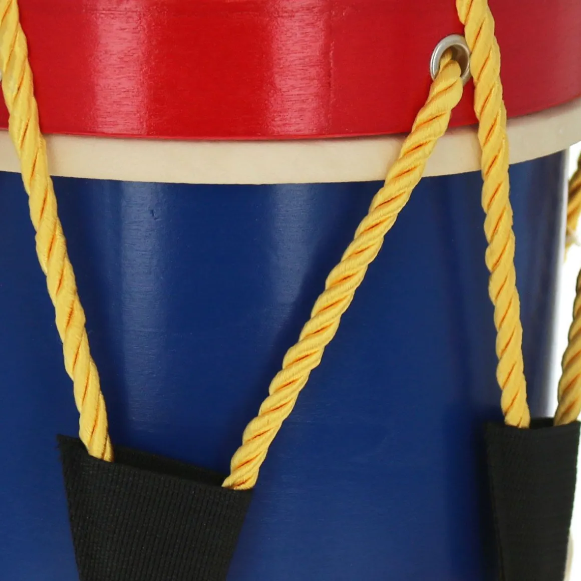 Tambour en bois bleu et rouge