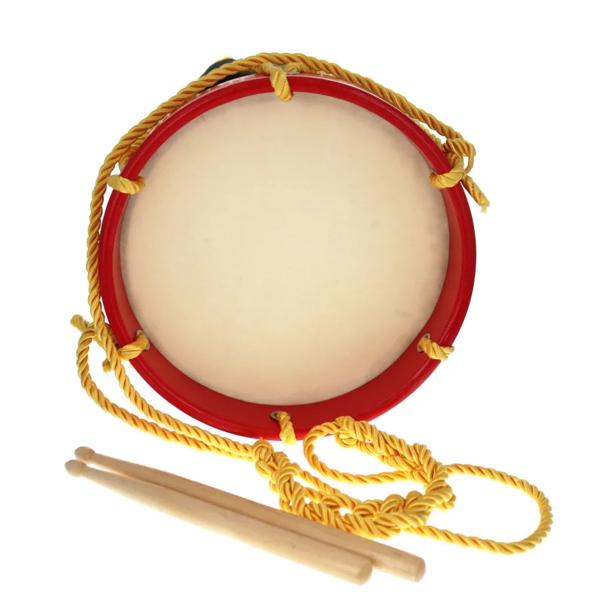 Tambour en bois bleu et rouge