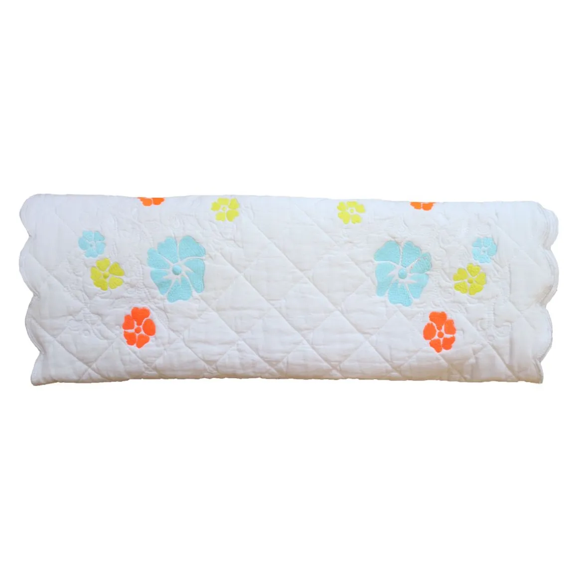 Tapis à langer nomade brodé - Aqua Flower