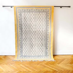 Tapis blockprint fleur bleue 120X180