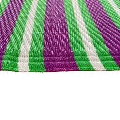 Tapis d'extérieur à rayures vertes et violettes 120x180