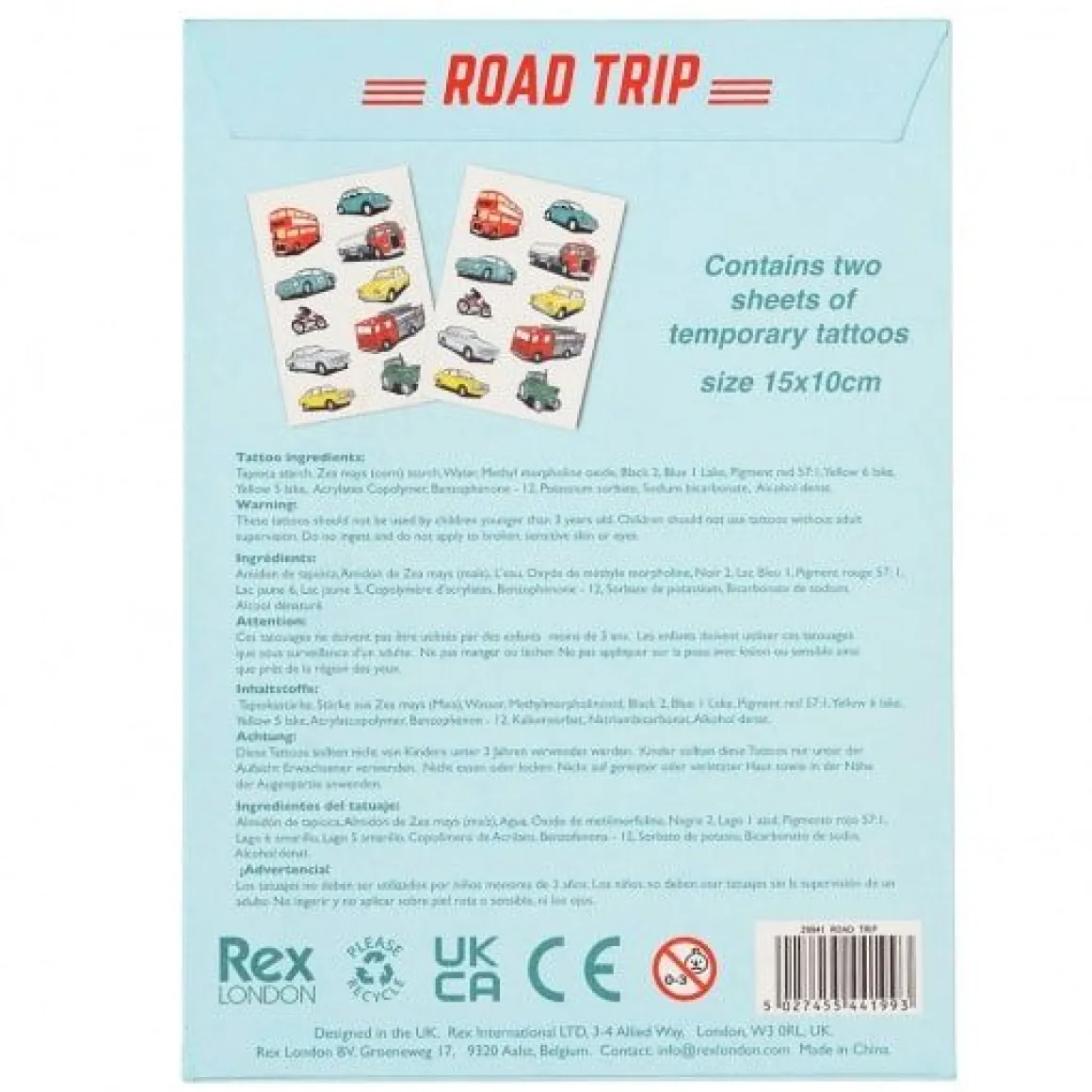 Tatouages temporaires vintage transport road trip