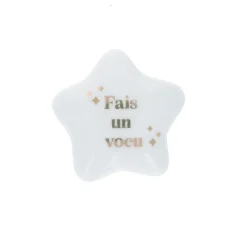 Étoile en céramique blanche et dorée "Fais un vœu"