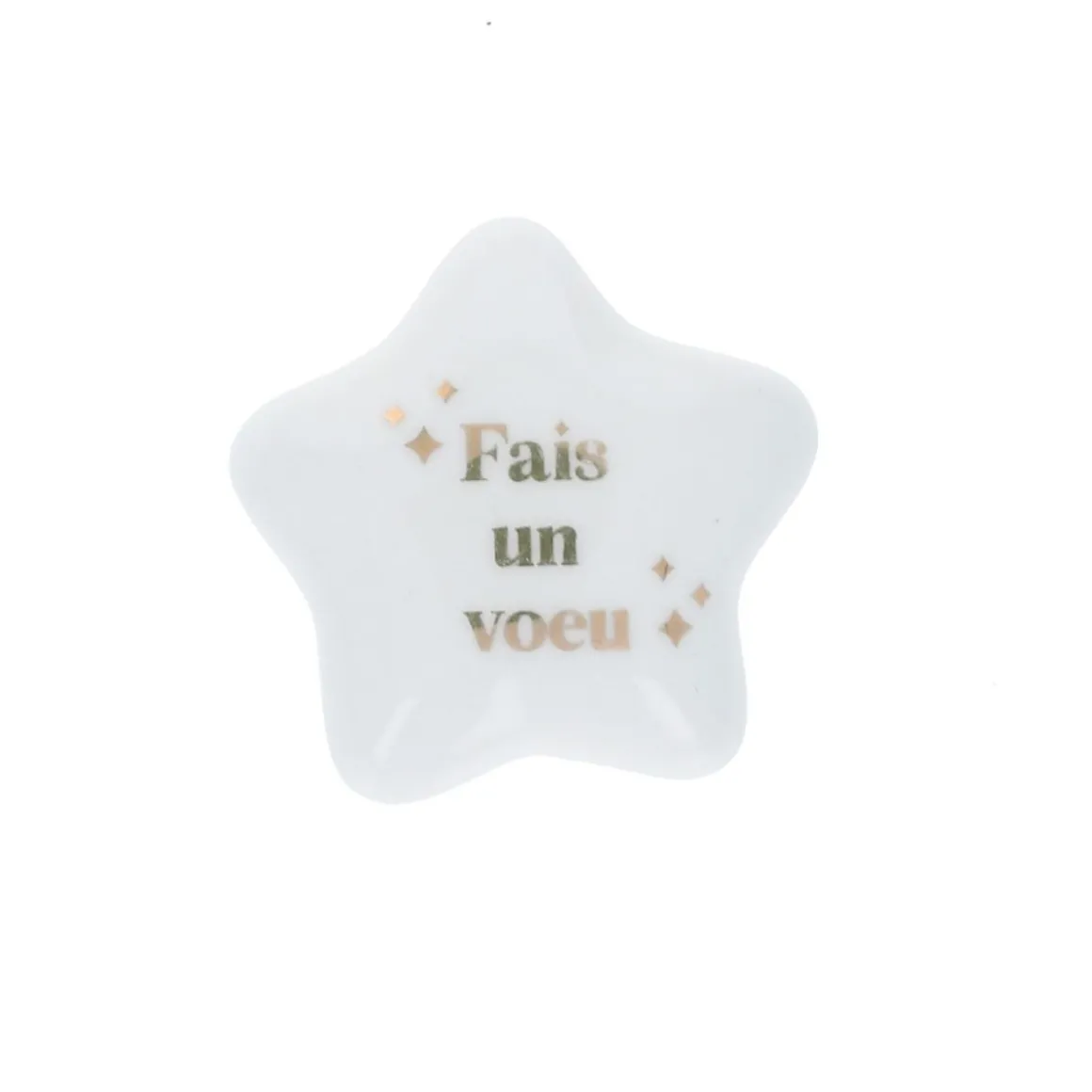 Étoile en céramique blanche et dorée "Fais un vœu"