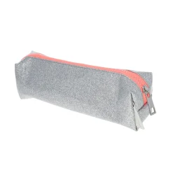 Trousse argentée et rose à paillettes