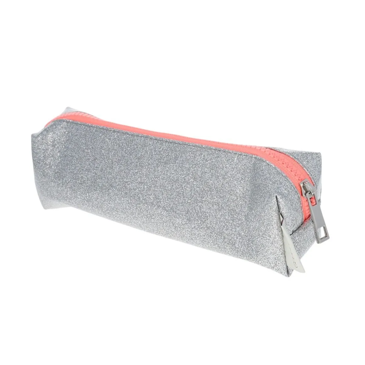 Trousse argentée et rose à paillettes