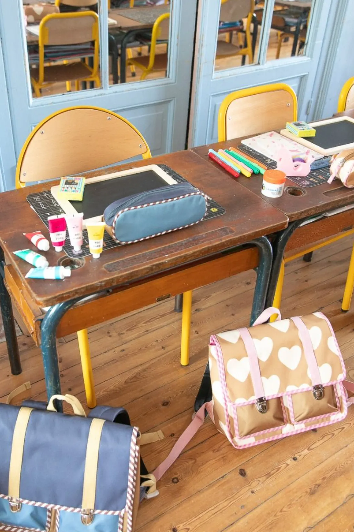 Trousse d'école bleu et marron