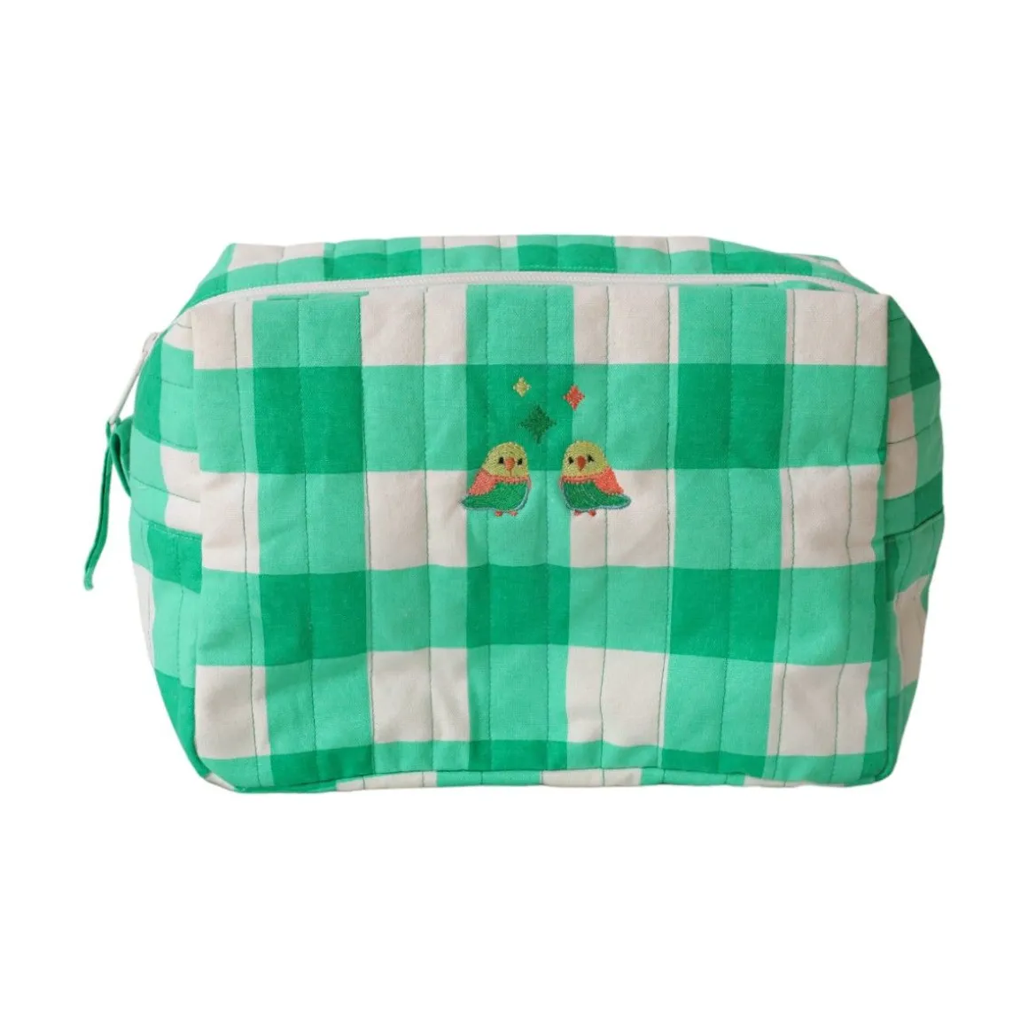 Trousse de toilette à carreaux verts - Les Inséparables