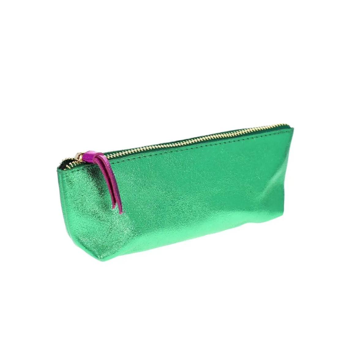 Trousse stylos en cuir vert