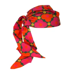 Turban à nouer fleurs rose et orange - Copacabana party !