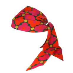Turban à nouer fleurs rose et orange - Copacabana party !