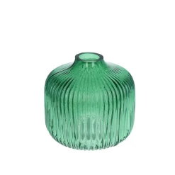 Vase en verre strié vert