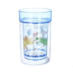 Verre à paillettes bleu dinosaures