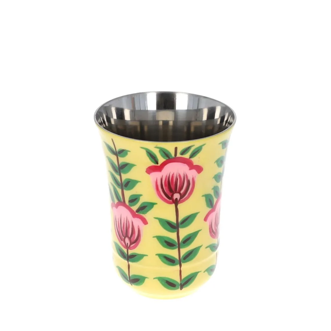 Verre acier fleurs jaune