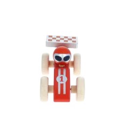Voiture de course en bois rouge